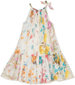 embroidered-design floral-print dress