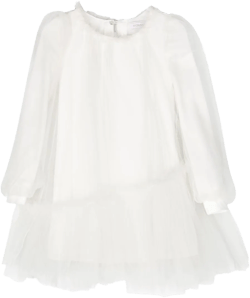asymmetric tulle midi dress