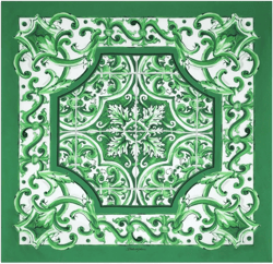 Majolica-print silk bandanna