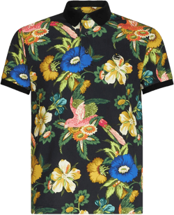 floral-print cotton polo shirt