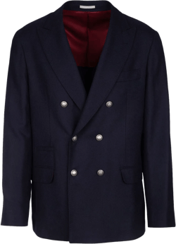 Double-breasted Blazer With Notched Lapels In Navy