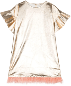 metallic-finish ruffle dress