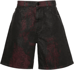 Corrosive denim shorts