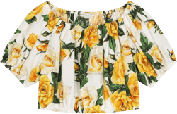 Rose-print cotton blouse