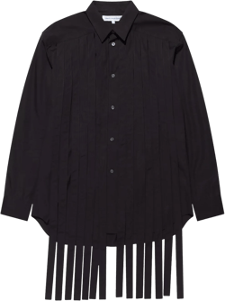 fringed pleated cotton shirt