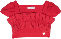 ruffle-trimmed crop top