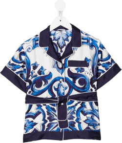 Majolica-print belted shirt