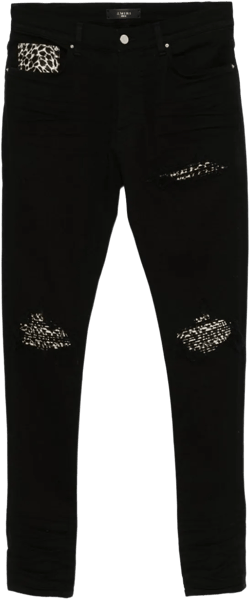 leopard-detail jeans