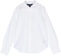 ruffled-collar cotton shirt