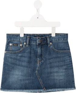 frayed-edge denim skirt