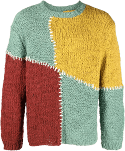 decorative-stitching knitted cotton jumper