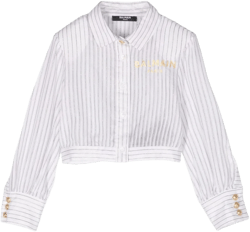 logo-print striped shirt
