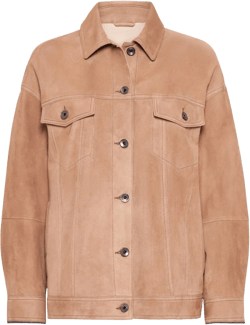 Couture Suede Jacket In Rust Brown