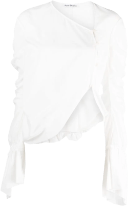 draped asymmetric cotton blouse