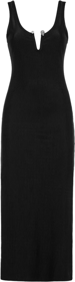 metallic skull detail ribbed midi dress