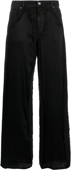 high-waist satin-panelled jeans