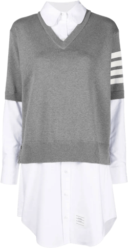 stripe-detail poplin dress