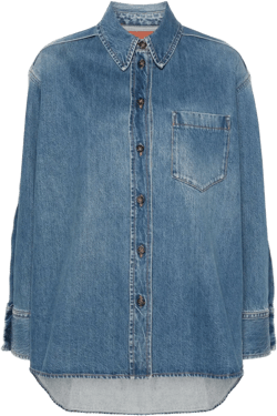 pleated denim shirt