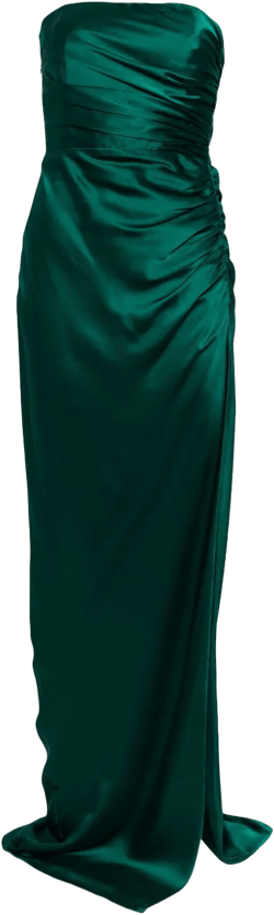strapless gathered silk gown