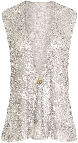 sequin-embellished sleeveless blouse
