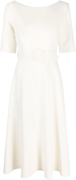 short-sleeve belted midi dress