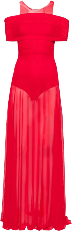round-neck mesh maxi dress