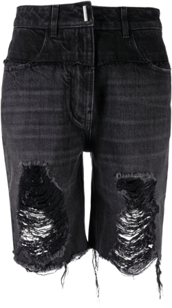 denim knee-length shorts