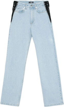 lace-up straight leg jeans