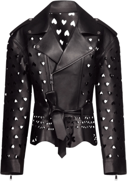 Laser-Cut Heart leather jacket