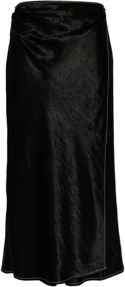 satin wrap midi skirt