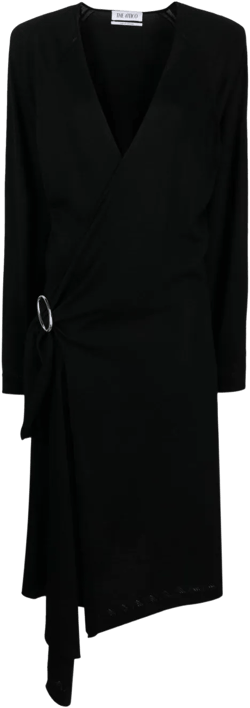 front-slit long-sleeved wrap dress