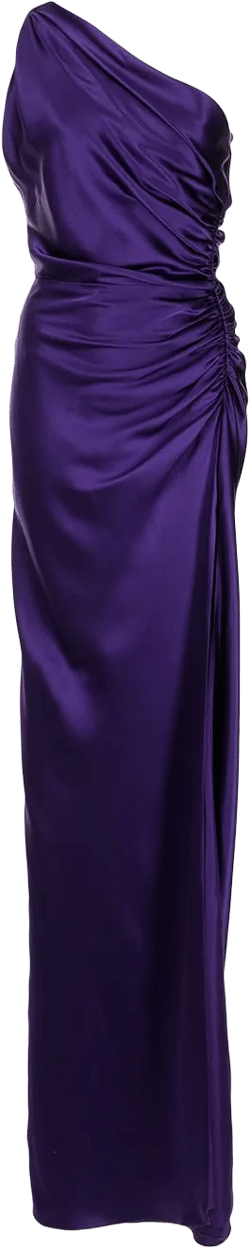 one-shoulder silk gown