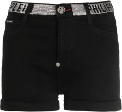 logo-embellished denim shorts