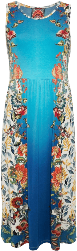 floral-print ombré dress 