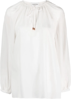 self-tie silk blouse