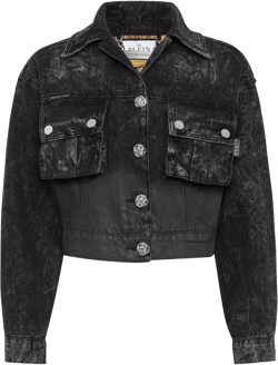 drop-shoulder cropped denim jacket 