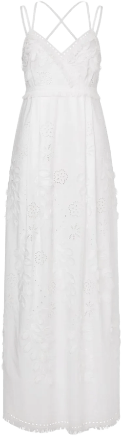 floral-lace V-neck maxi dress