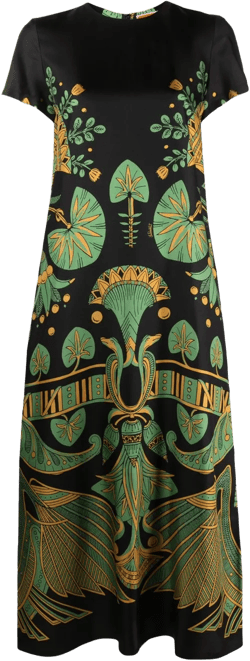 Swing graphic-print silk dress