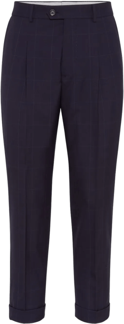 check-pattern virgin-wool trousers