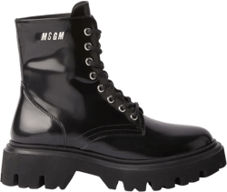 logo-lettering leather combat boots