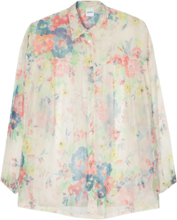 floral-print crepon shirt