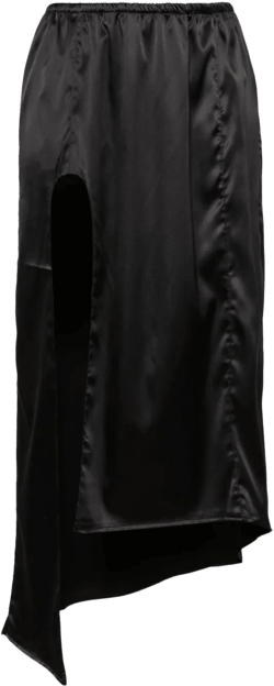 asymmetric satin slip skirt