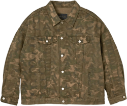 camouflage-print denim trucker jacket