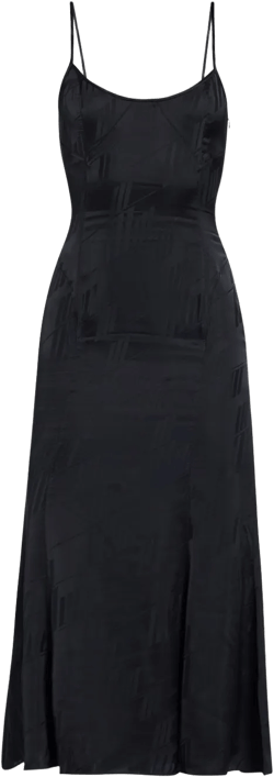 logo-jacquard satin midi dress