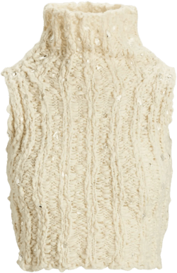 textured high-neck tank top