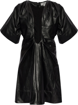 pleated leather minidress