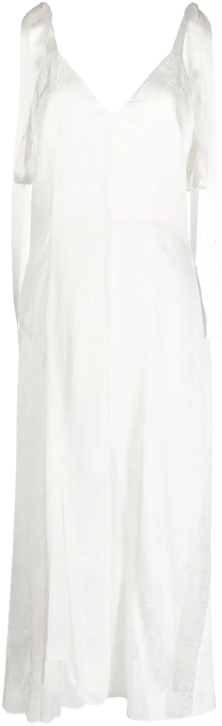 V-neck lace-trim midi dress