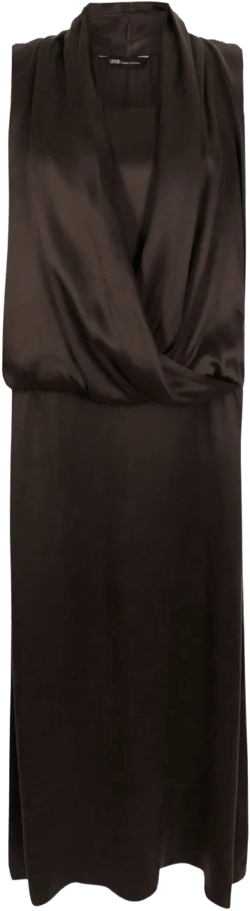 draped-detail silk dress