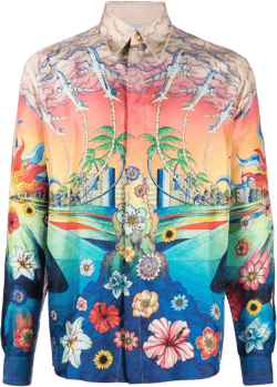 graphic-print silk shirt