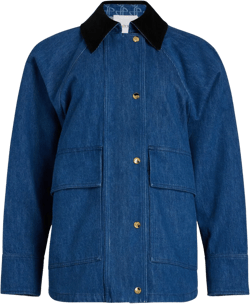 Long Sleeved Denim Workwear Jacket In Blue